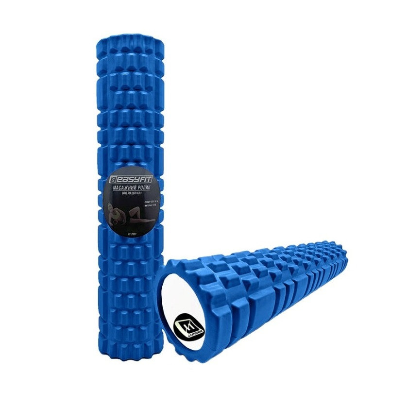 Масажний ролик EasyFit EF-2037-BL, EVA-піна, синій, 60×14 см - для йоги, фітнесу, реабілітації, фото 1
