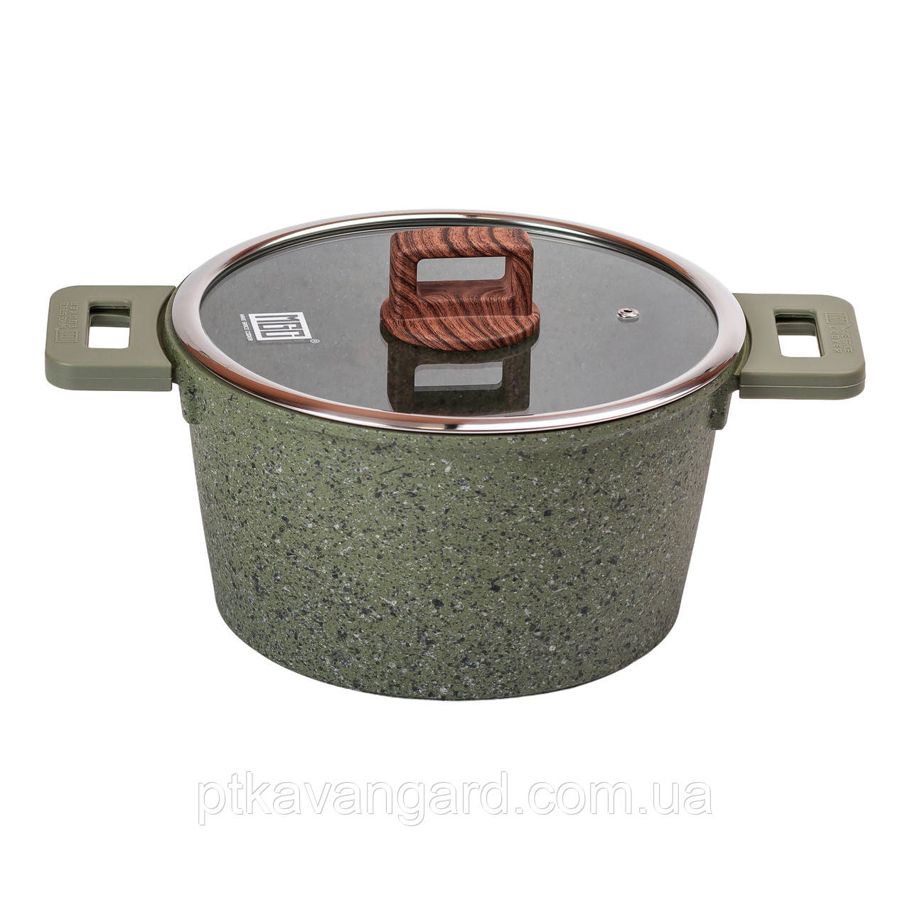 Алюмінієва каструля об'ємом 5,3 л з кришкою Ø 24 см з антипригарним покриттям MGC HP-4-446GR, фото 1