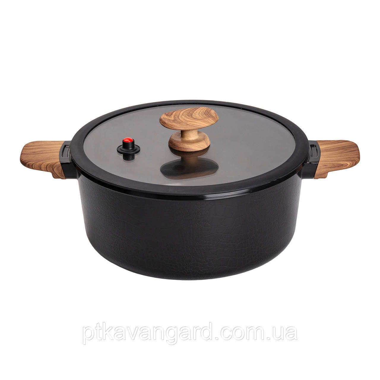 Алюмінієва каструля з керамічним покриттям антипригарним 6.9 л Ø 28 см чорний MGC HP-4-454B, фото 1