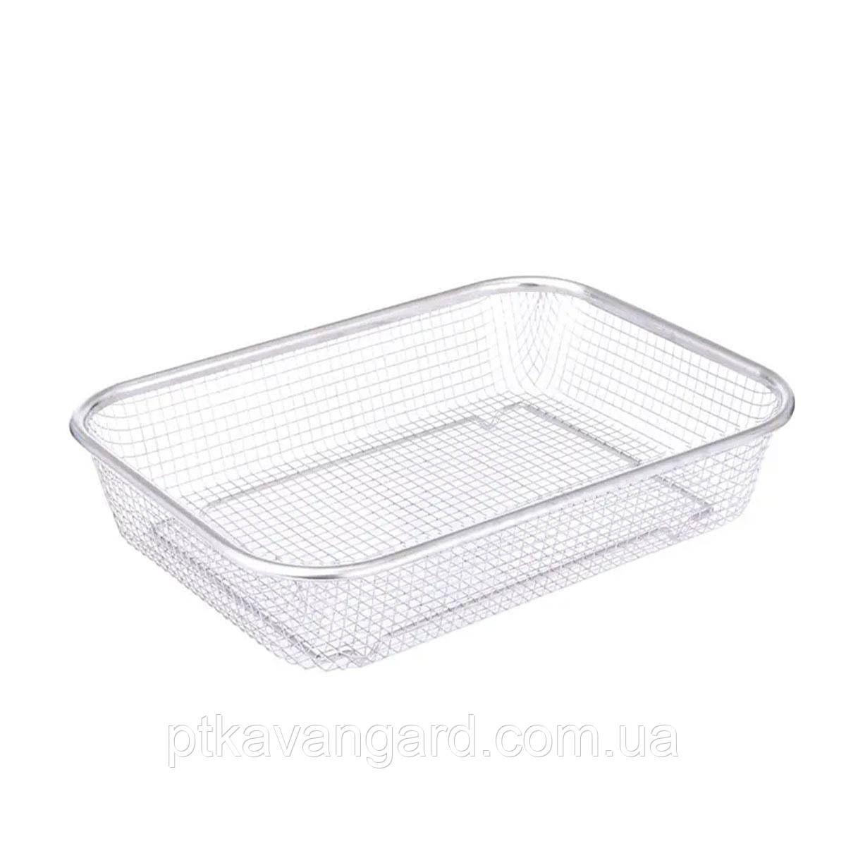 Сито-кошик для миття овочів та фруктів 37.5х27.5х6.8 см друшляк з нержавіючої сталі HP-19-23-L, фото 1