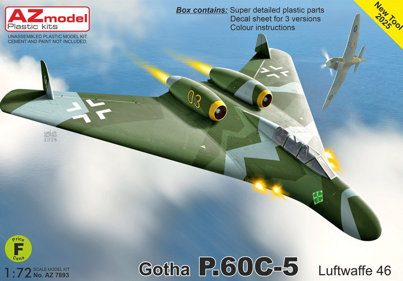 Пластикова модель 1/72 AZ model 7893 німецький реактивний винищувач Gotha P.60C-5, фото 1