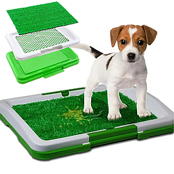 Туалет для собак триярусний Puppy Potty Pad (46х33х6 см) / Лоток для домашніх тварин з імітацією трави