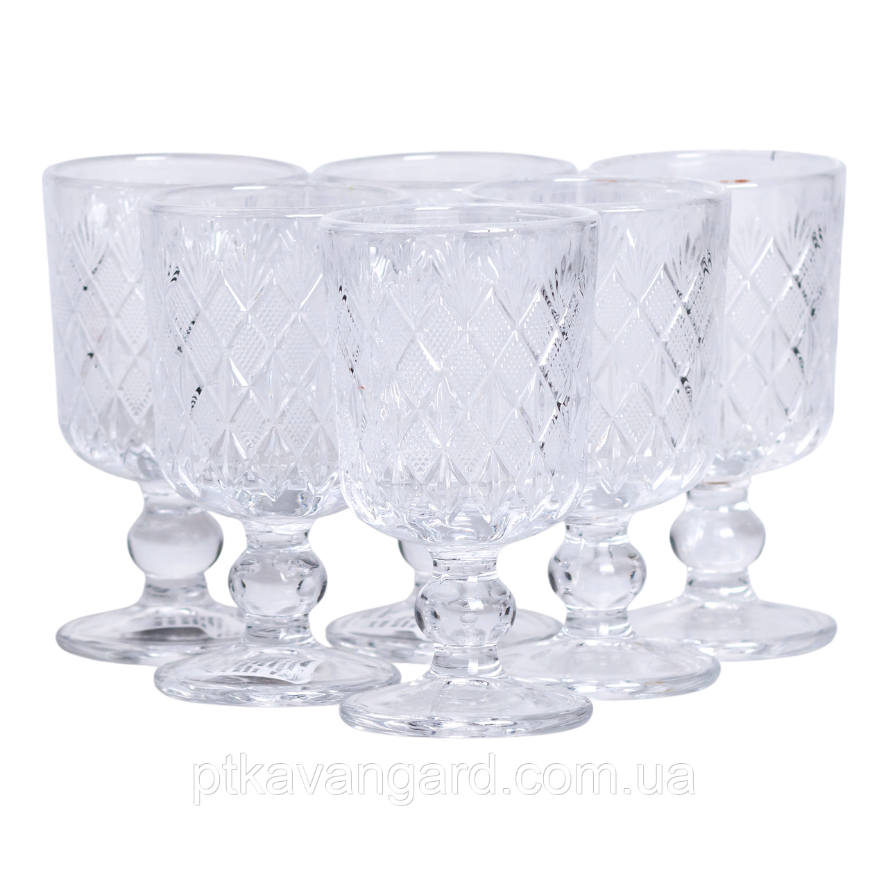 Набір чарок 6 шт по 50 мл скляні на ніжці HP-19-129, фото 1