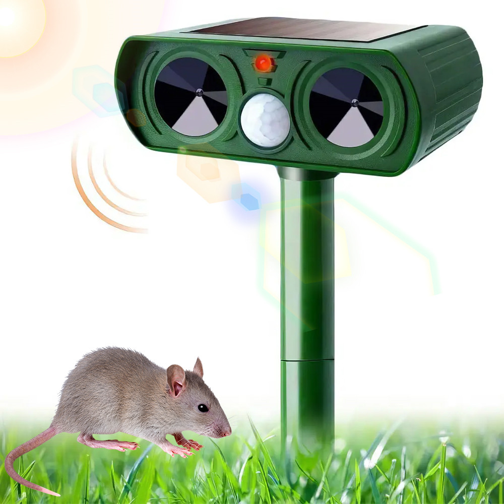 Ультразвуковий відлякувач для кротів із сонячною панеллю 300mAh, HC19 / Акумуляторний відлякувач тварин, фото 1