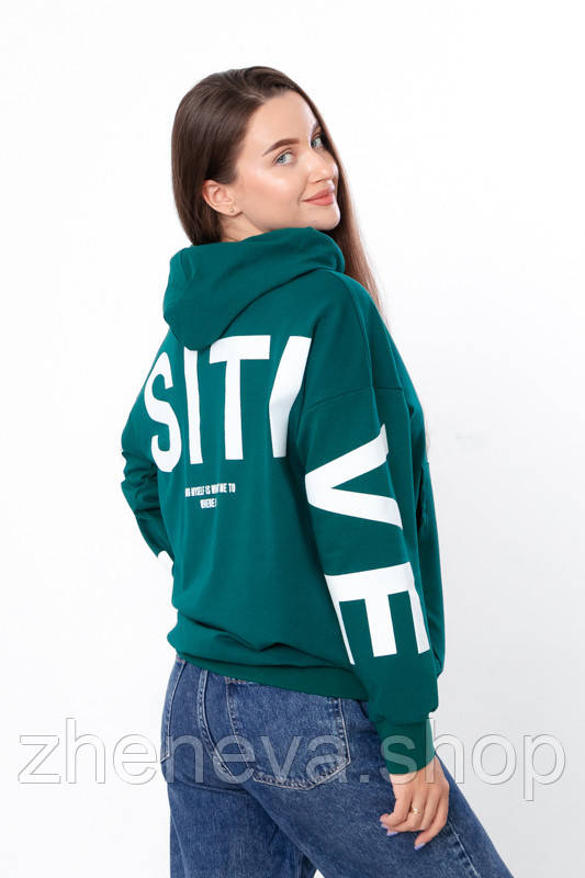 Жіноче  худі з капелюхом та кишенями кенгуру однотонна двунитка, фото 1