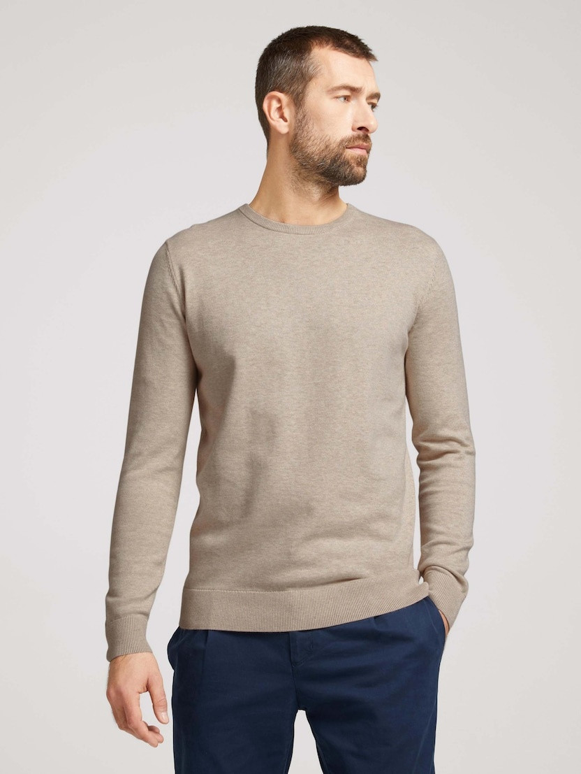 Кофта basic crew neck sweater 1027299XX1011831 Tom Tailor XXL Бежевий 1027299XX1011831, фото 1