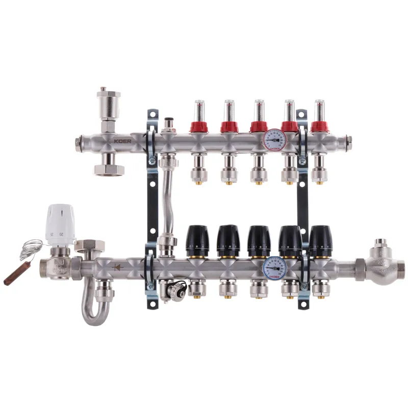 Колектор KOER KR.S1011-5 1"х5 SUS304 для теплого підлоги з євроконусами 3/4-16 (KR2928)