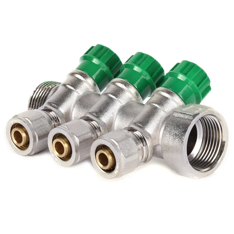 Колектор вентильний KOER KR.1124-3 1" на 3 контури, латунь, регульований (KR2833)