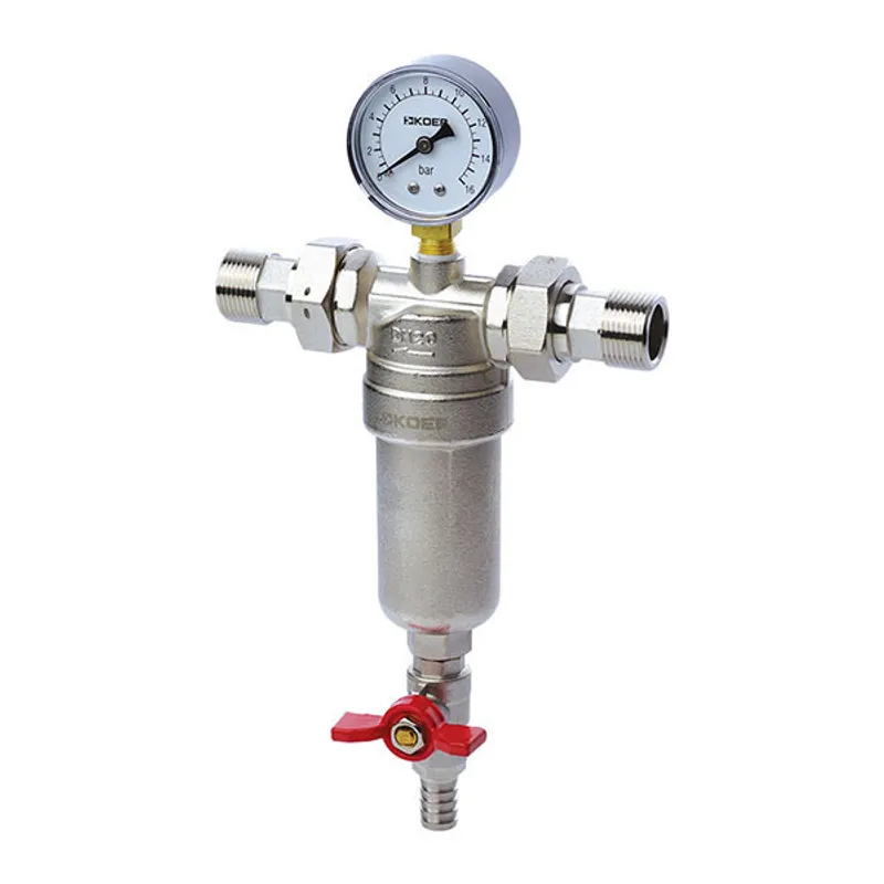 Фільтр самоочищувальний з манометром 3/4'' KOER KR.1250 для води, латунь, до 10 бар (KR2657)