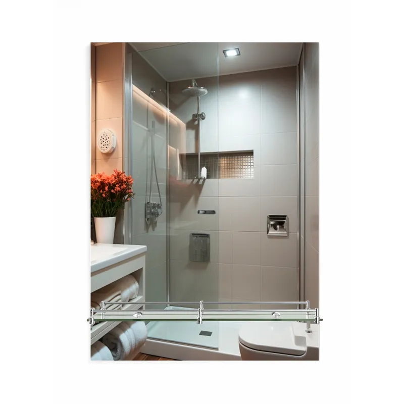 Дзеркало настінне Zerix SANSA MRZ05 700x850 з полицею, прямокутне, сталеве (ZX5629)