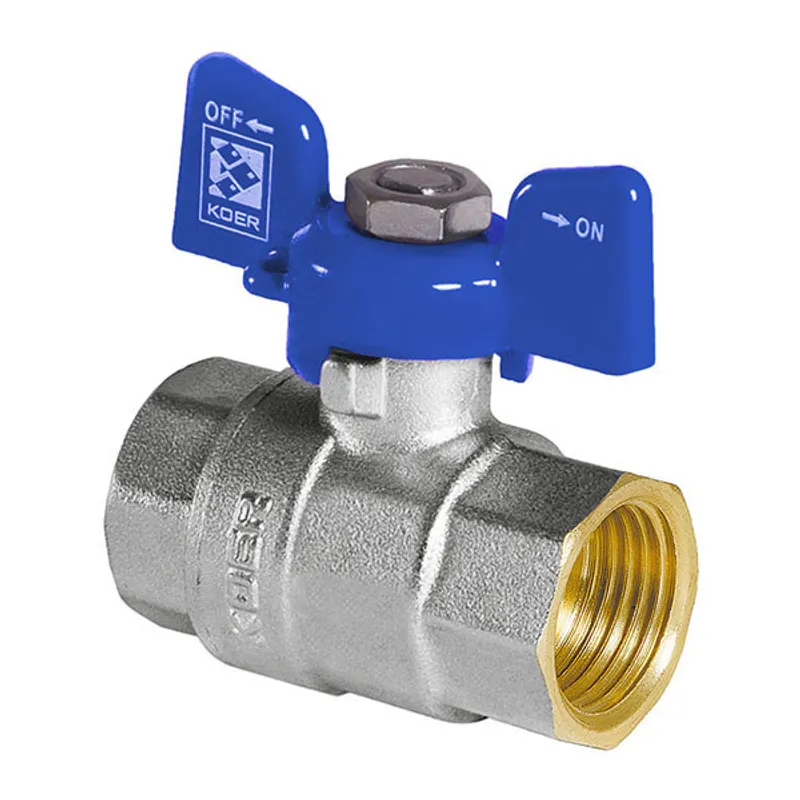 Кран кульовий KOER 3/4" ГГБ (KR.217.B) для води, нікельований, синій (KR2720)