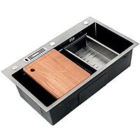 Мойка MIXXUS PREMIUM MH7545-SET-05 графитовая, нержавеющая, 3 отверстия, PVD, интегрированная (MX9633)