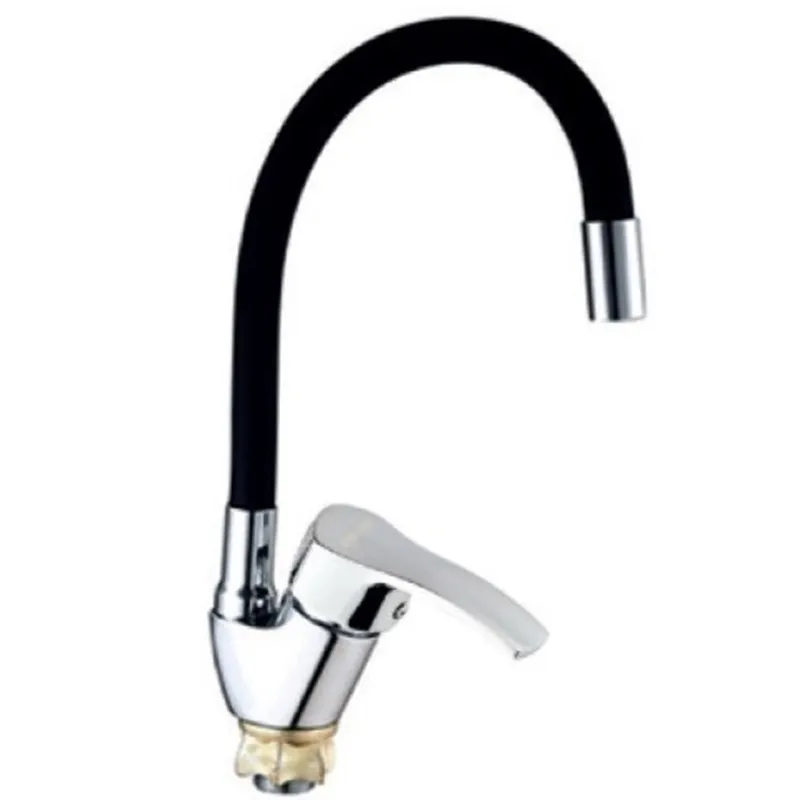 Змішувач для кухні Mixxus YUB4-279 Reflector Black з гнучким виливом, хром (MI6484)