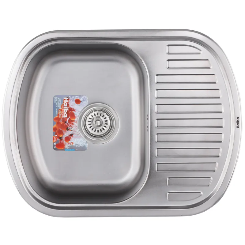 Кухонна мийка HAIBA 63x49 з нержавіючої сталі, декор, врізна, 1 чаша (HB0653)