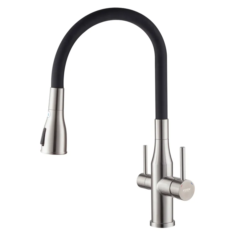 Змішувач для кухні KOER KI-72024-02 з виходом для питної води, нерж. сталь (KR5011)