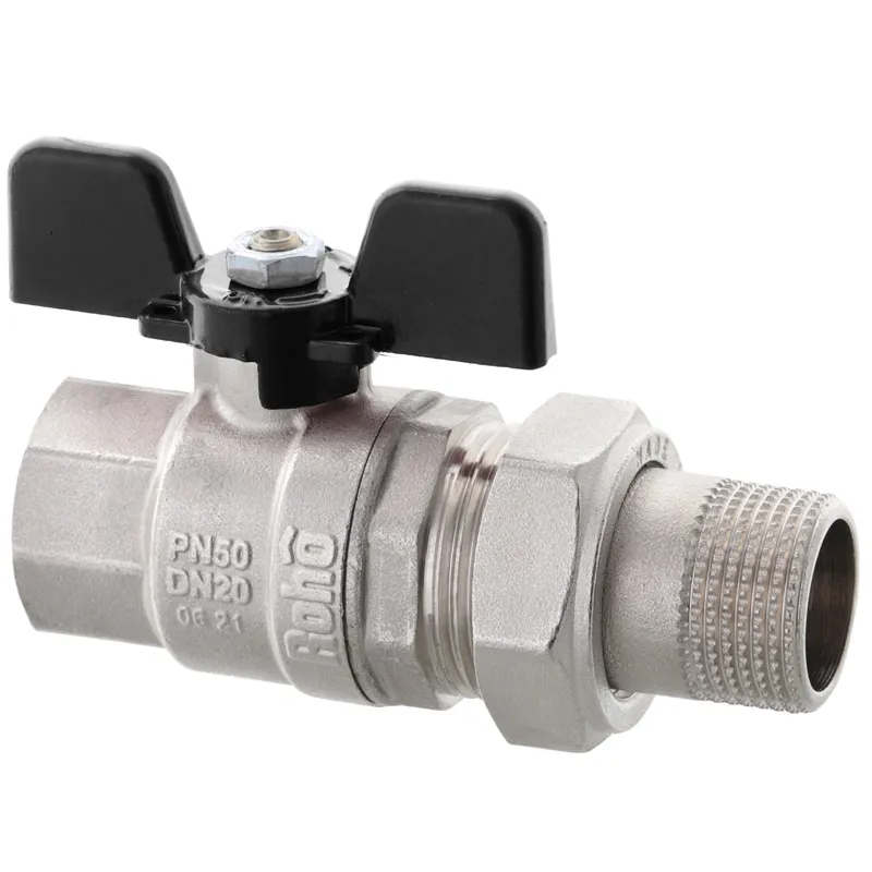 Кран з американкою ROHO R105-100B 1" нікельований для води, різьбовий (RO0112)