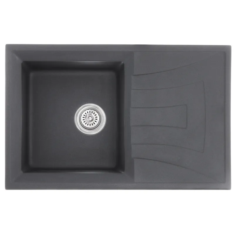 Кухонна мийка Haiba HB8104-G228 Gray, гранітна, врізна, 780x500 мм, глибина 200 мм (HB0988)