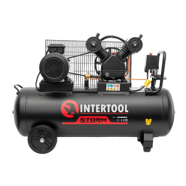 Компресор 100 л, 3 кВт, 380 В, 10 атм, 500 л/хв., 2 циліндра INTERTOOL PT-0013, фото 1