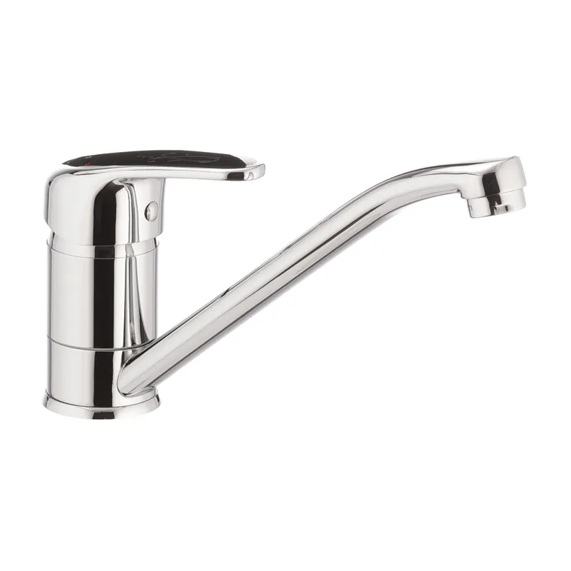 Змішувач для кухні CRON MAGIC 004 з чорною ручкою, хром, гнучке підключення (CR0105)