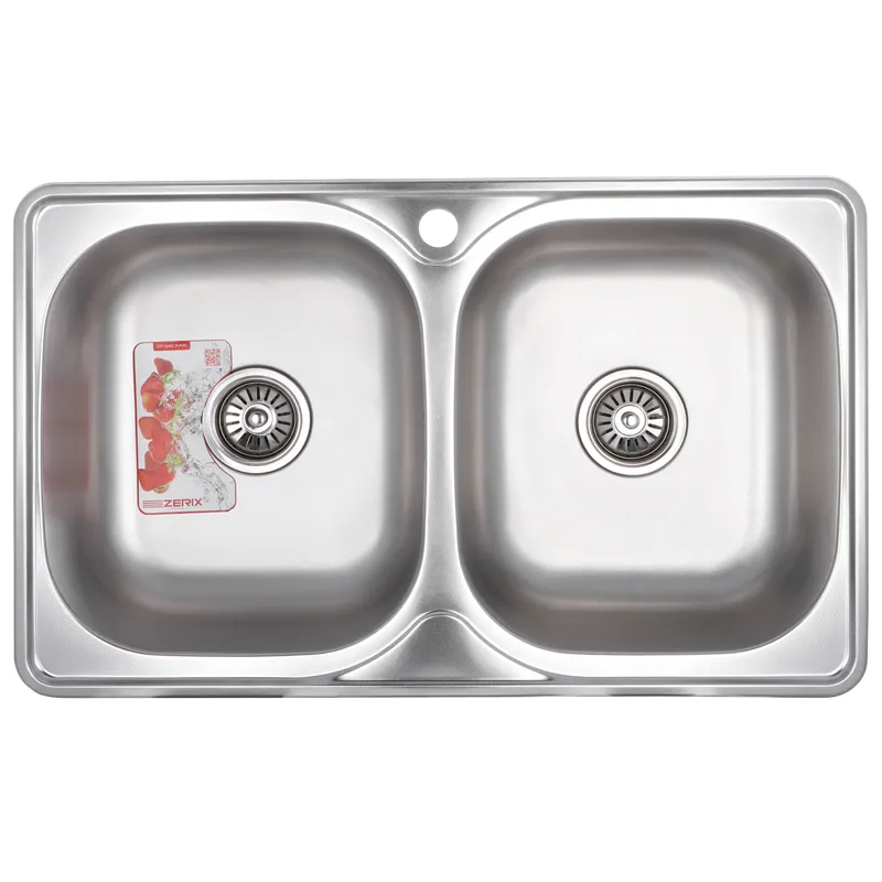 Кухонна мийка ZERIX Z7848D-08-180E DOUBLE (Нержавіюча сталь, Матова, 2 чаші) (ZS0578)