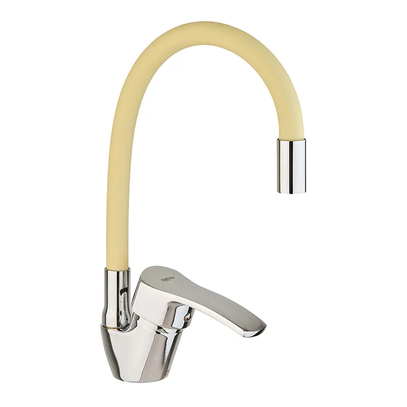 Силіконовий змішувач для кухні Zerix YUB 279 з гнучким виливом, хромований (ZX4977)