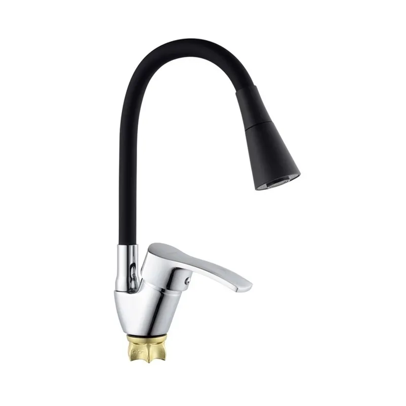 Змішувач для кухні Champion YUB 011-279 з гнучким силіконовим виливом Refl.Black (MI6424)