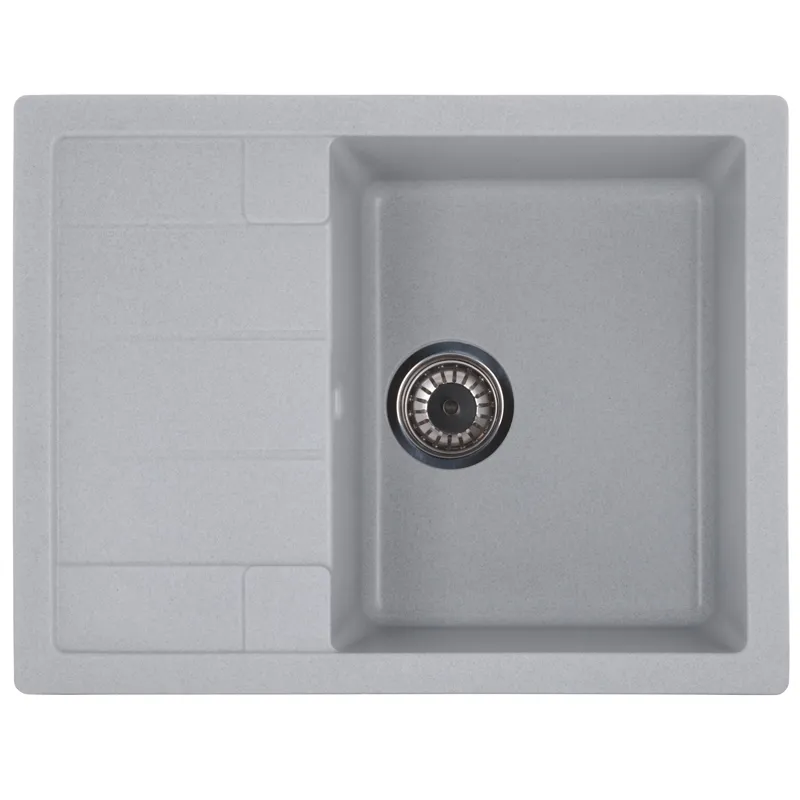 Кухонна мийка ZERIX ZS-6550S-09 з дахом для посуду, граніт, сіра, 50х65 см (ZX4543)