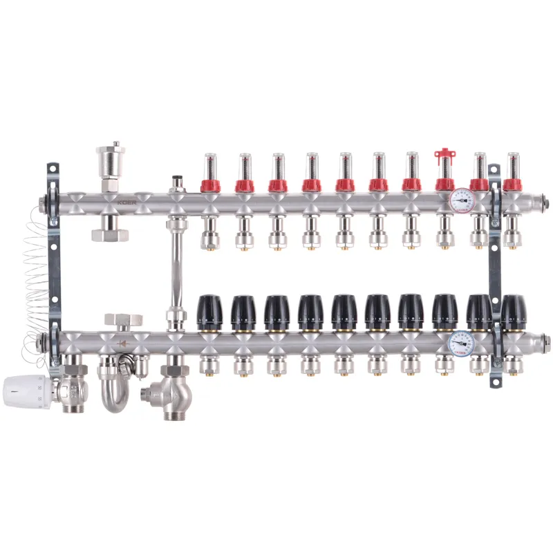 Колектор KOER KR.S1012-10 1" для теплої підлоги з змішувачем і євроконусами 3/4-16 SUS304 (KR2943)