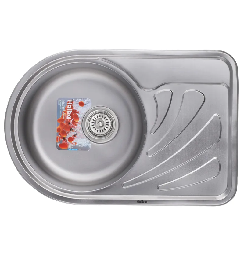 Кухонна мийка HAIBA 67x44 (decor) з нержавіючої сталі, овальна, врізна (HB0557)