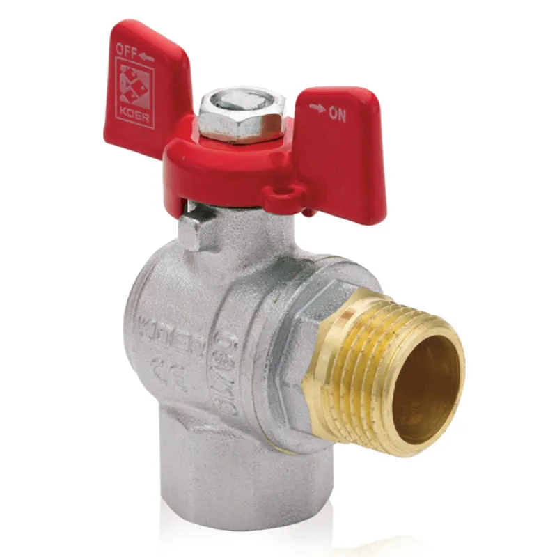 Кран кульовий KOER 3/4" кутовий нікельований (KR.208) для води, латунь (KR2806)