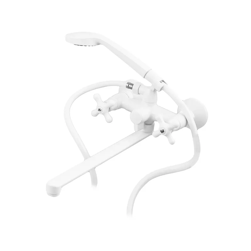 Змішувач для ванни Plamix Pablo-140 Euro Set White з шлангом та лійкою 150 см (PM0670)