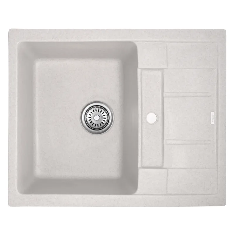 Кухонна мийка HAIBA HB8210-G322 BEIGE 620x500, гранітна, з крилом для посуду (HB0986)