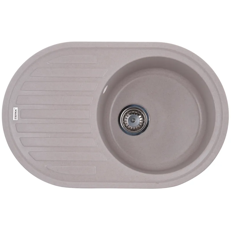 Кухонна мийка ZERIX ZS-7750R-06 Бежева, гранітна, врізна, 50x77 см (ZX4557)