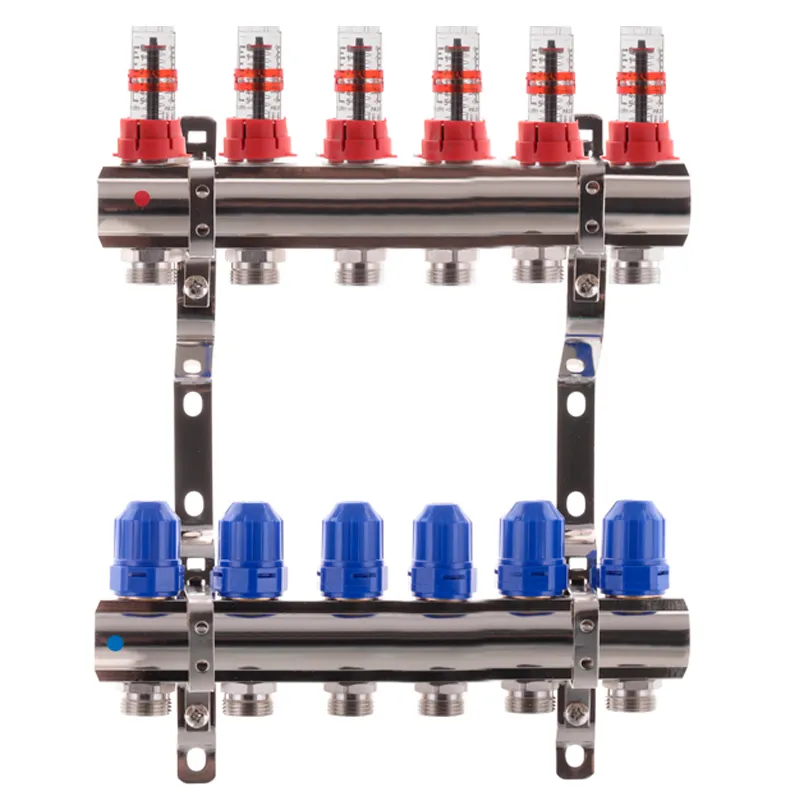Колекторний блок KOER KR.1110-06 1”x6 шляхів для теплої підлоги, латунь, 6 контурів (KR2643)