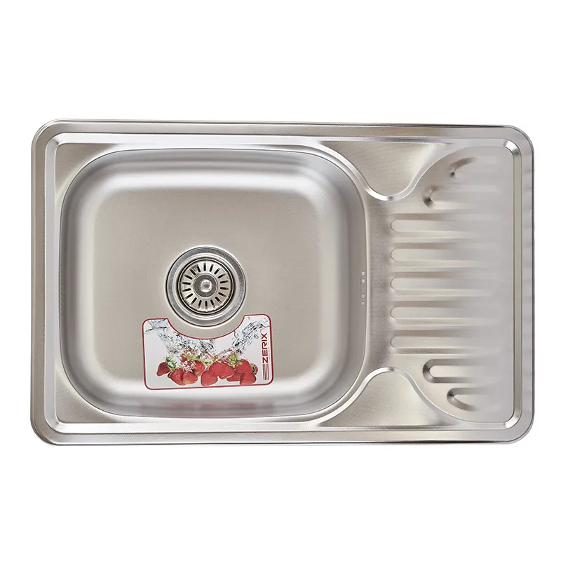 Мийка ZERIX Z6642-08-180MD з декором, нержавіюча сталь, 660x420 мм, одночашева (ZM0616)