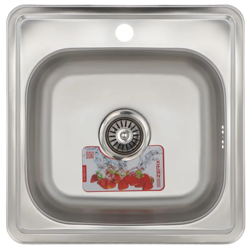 Кухонна мийка ZERIX Z4848-06-160E з нержавіючої сталі, врізна, сатинова, 480x160 мм (ZM0557)