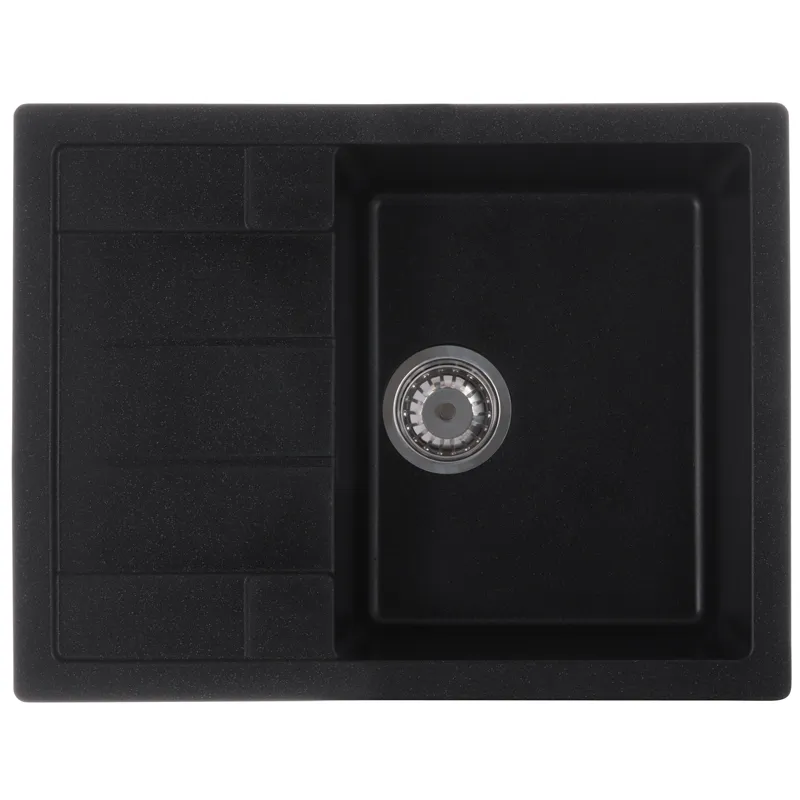Кухонна мийка ZERIX ZS-6550S-03 Чорна врізна гранітна 650x500 мм (ZX4540)