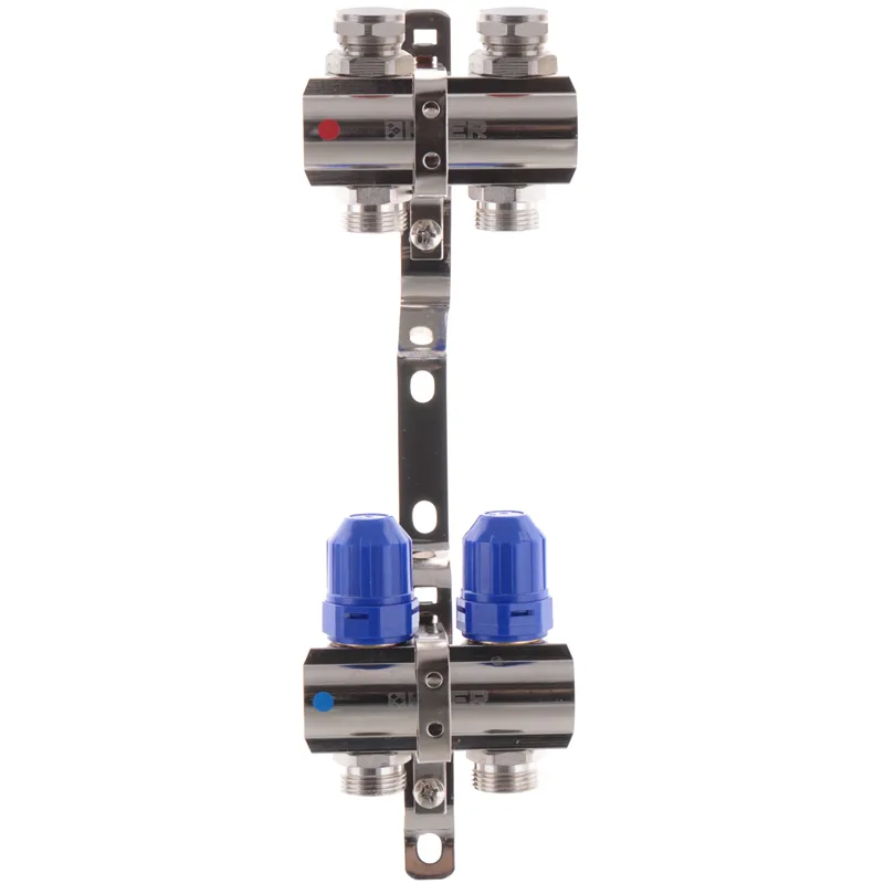 Колекторний блок KOER KR.1100-02 1” з термостатичними клапанами для теплої підлоги, 2 контури (KR2628)