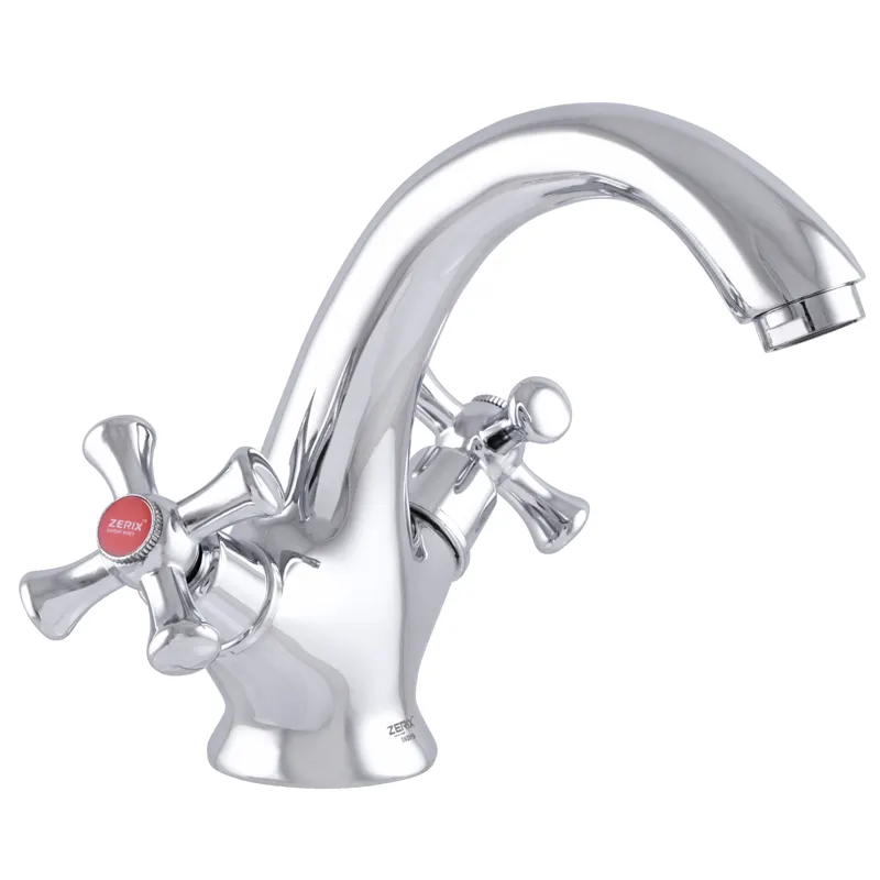 Змішувач для умивальника ZERIX JAP 827 хромований, гнучке підведення 45 см (ZX0154)
