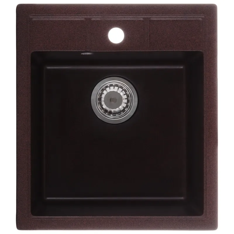 Кухонна мийка ZERIX ZS-4651S-12 коричнева, гранітна, 460х515 мм, врізна (ZX4568)