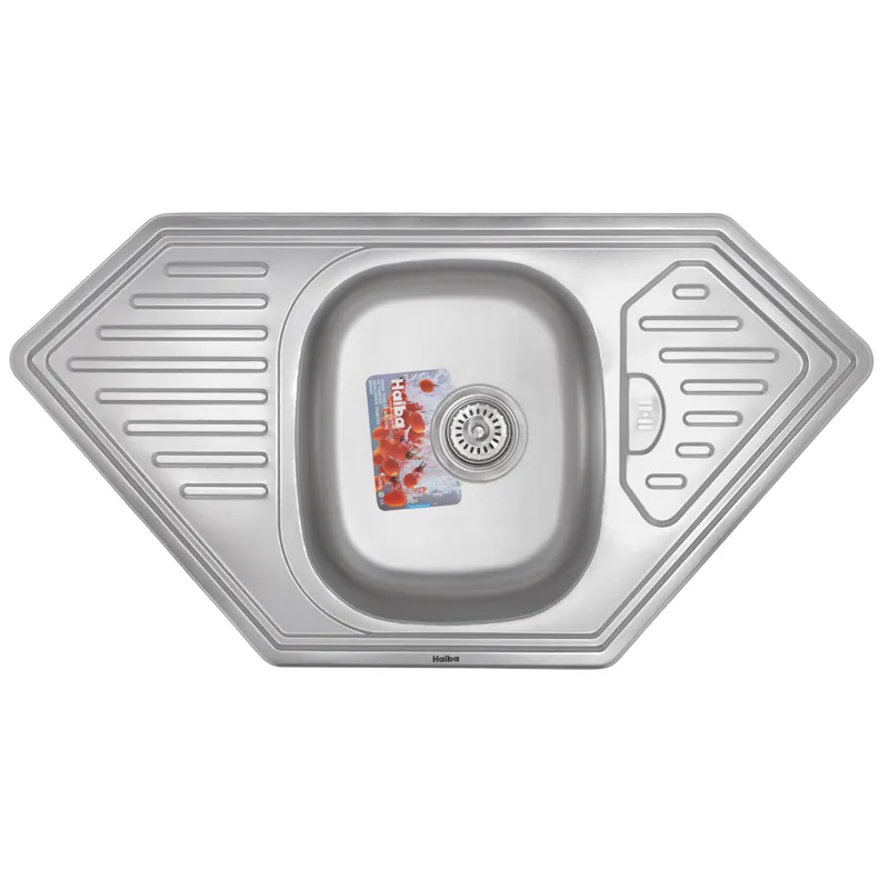 Кухонна мийка HAIBA 95x50 см з нержавіючої сталі, врізна, декорована (HB0574)