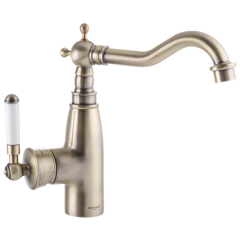 Змішувач для умивальника MIXXUS PREMIUM VINTAGE 001-C бронзовий з гнучким підводом (MI2858)