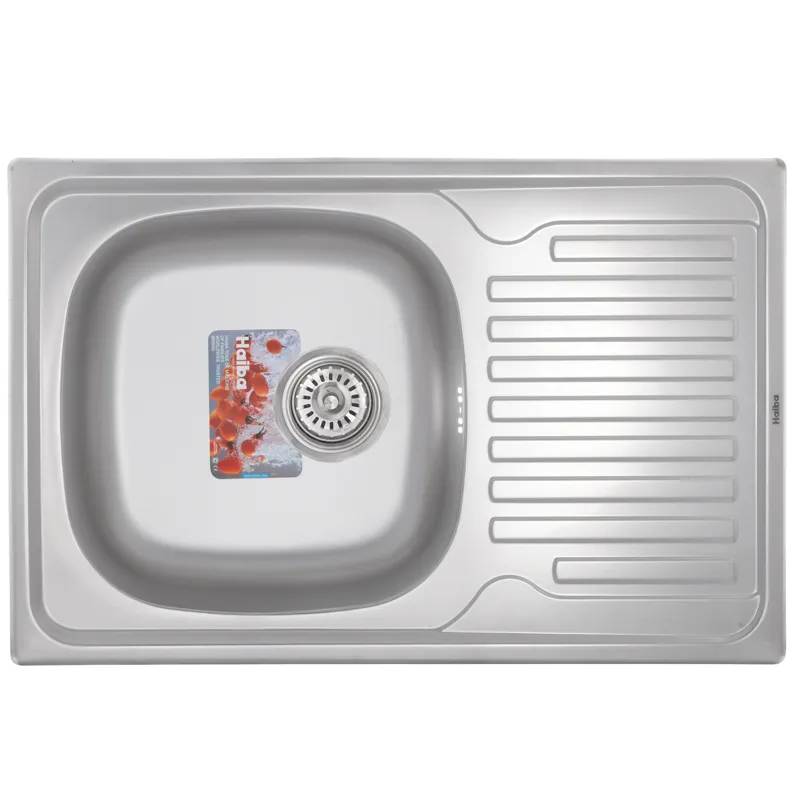 Кухонна мийка HAIBA 78x50 з нержавіючої сталі з декором, врізна, 1 чаша (HB0648)
