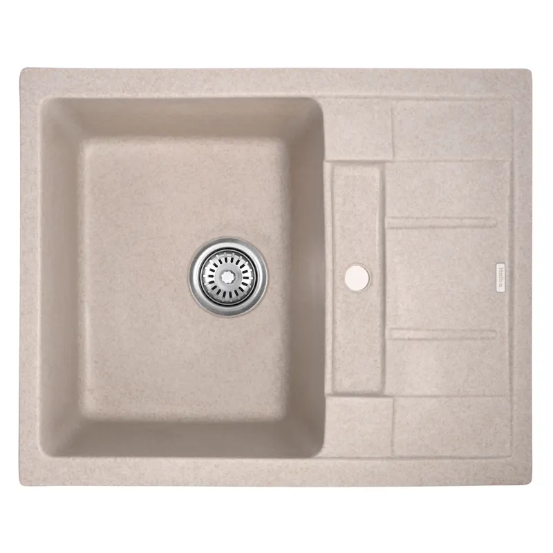 Кухонна мийка HAIBA HB8210-G319 SAND 620x500x200, гранітна, з крилом для посуду (HB0985)