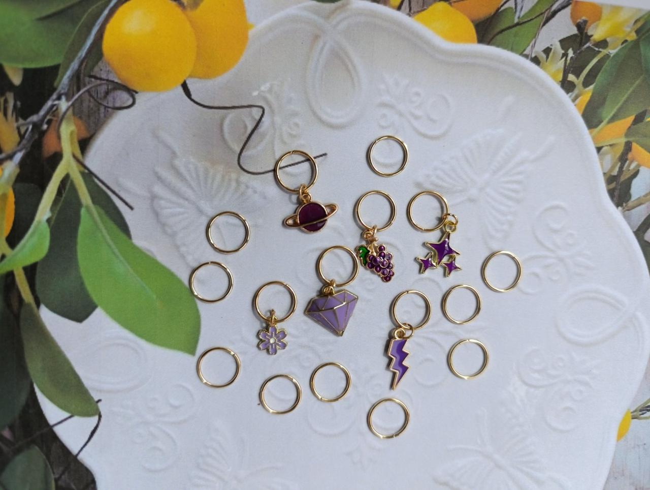 Набір прикрас для волосся 16шт №58: пірсинг для волосся з підвісками, золотисті підвіски з емалью., фото 1