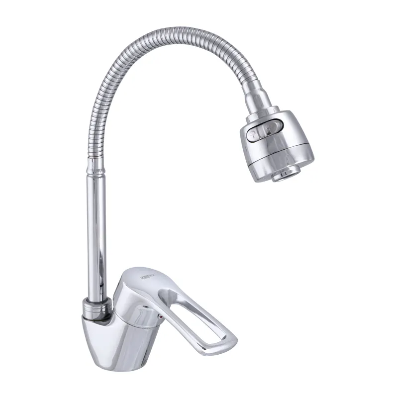 Змішувач для кухні ZERIX YUB 181 з рефлексивним виливом, хромований, гнучка підводка. (ZX2949)