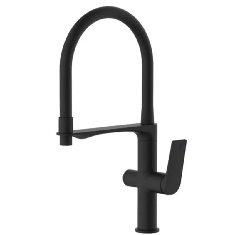 Змішувач для кухні Mixxus Premium DERBY 021 з гнучким виливом та подачею питної води чорний (MI6606)