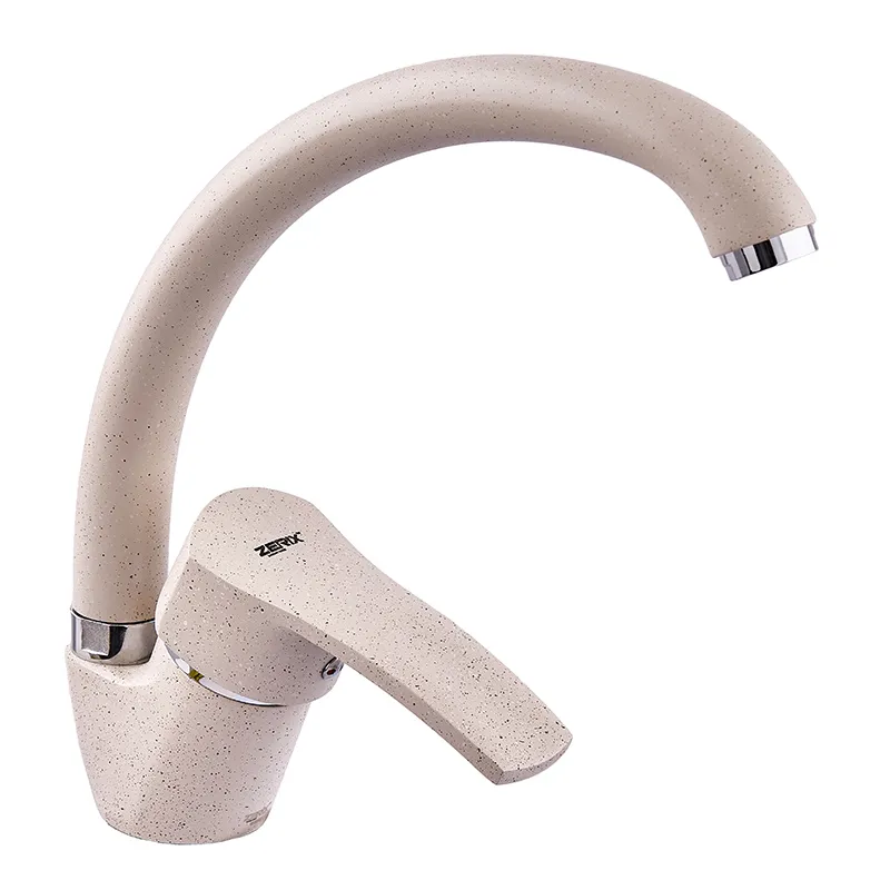 Змішувач для кухні ZERIX YUB 279 Бежевий, високий, з гнучким підводом (ZX4787)