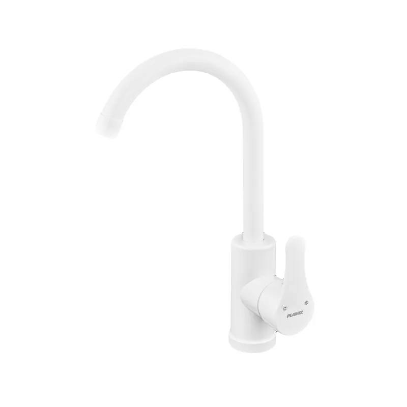 Змішувач для кухні Plamix Diego-011 White, високі одноважільні, без підведення (PM0657)