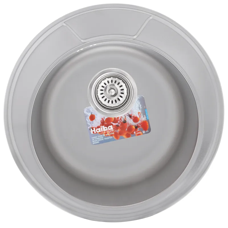 Кухонна мийка HAIBA 490 (satin) 1 чаша, врізна, нержавіюча сталь, 490 мм (HB0534)